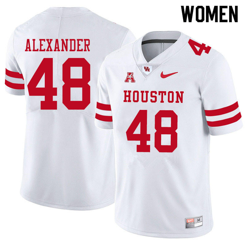 Women #48 Bo Alexander Houston Cougars College Football Jerseys Sale-White - Click Image to Close